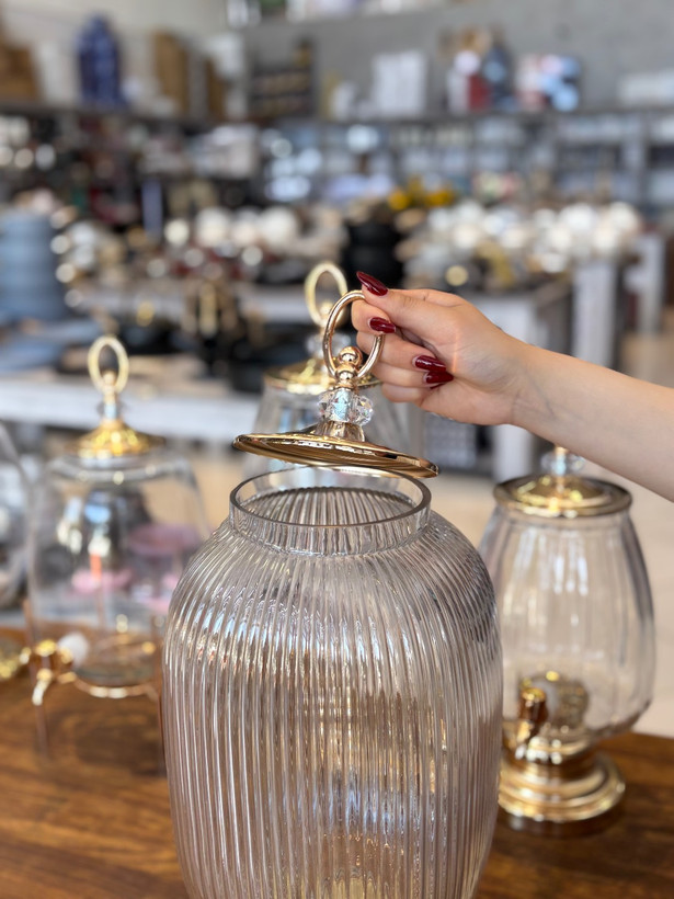 کلمن شیشه ای پایه دار Glass ware زیبا وشفاف