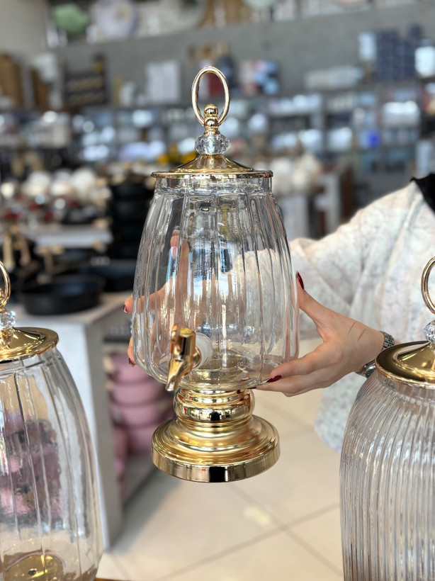 کلمن شیشه ای پایه دار Glass ware زیبا وشفاف