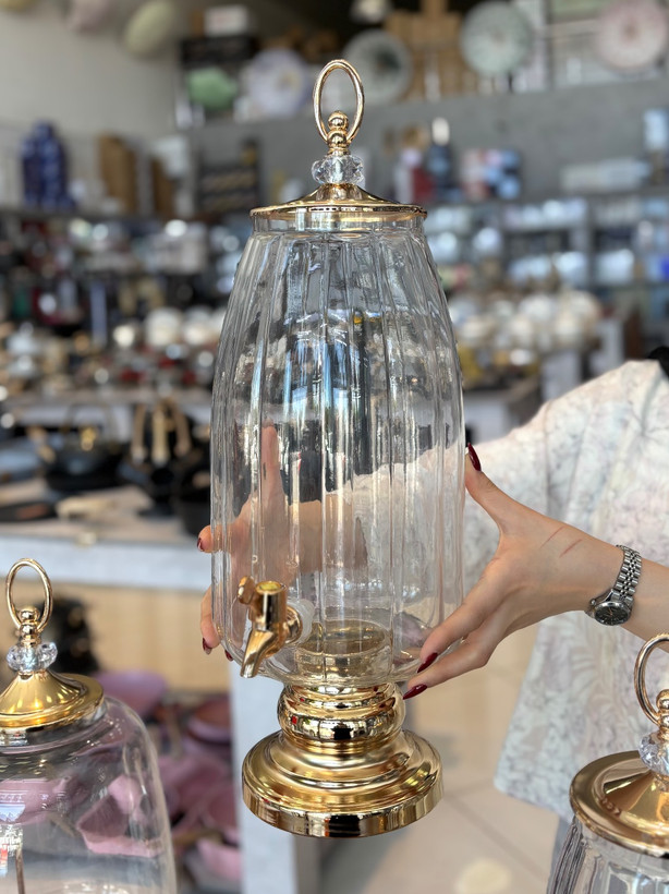 کلمن شیشه ای پایه دار Glass ware زیبا وشفاف