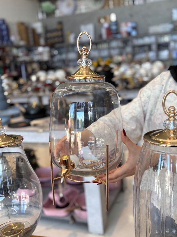 کلمن شیشه ای پایه دار Glass ware زیبا وشفاف