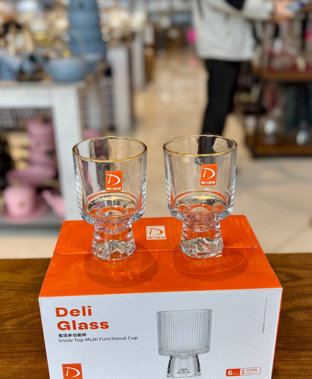 دسرخوری کوه یخی لب طلا Deli Glass | ظروف پذیرایی وارداتی لوکس و مدرن