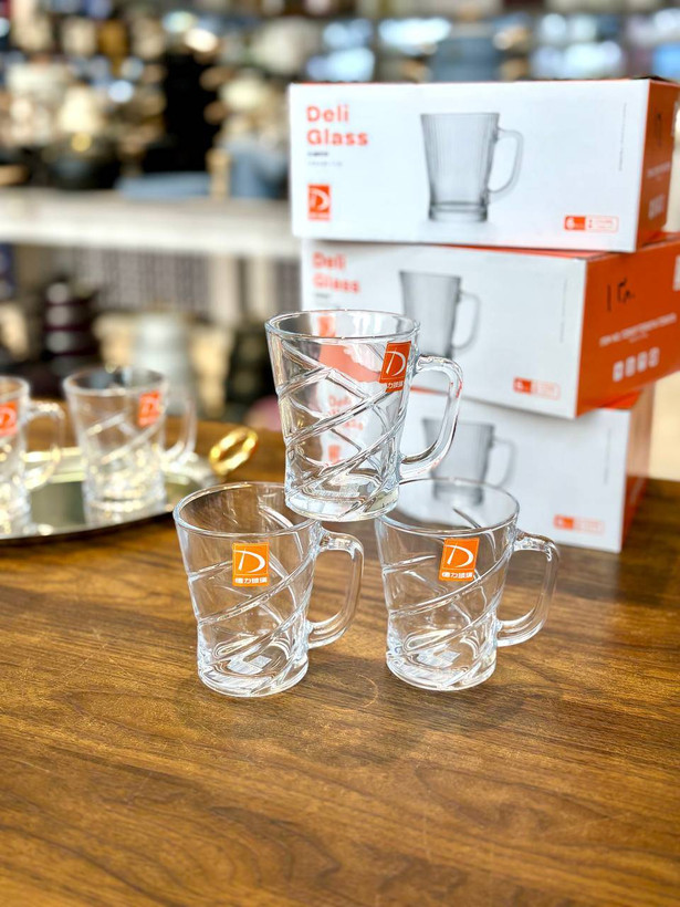 خرید ماگ برندDeli Glass مدل Leyuan | ماگ وارداتی با طراحی پیچدار مدرن