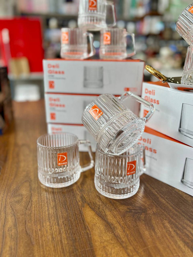 فنجان بلور برند Deli Glass مدل Toroidal Square | ماگ شیاردار وارداتی