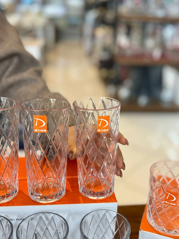 لیوان و نیملیوان شیشهای Deli Glass طرح لوزی (وارداتی)