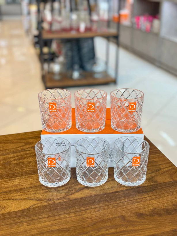 لیوان و نیملیوان شیشهای Deli Glass طرح لوزی (وارداتی)