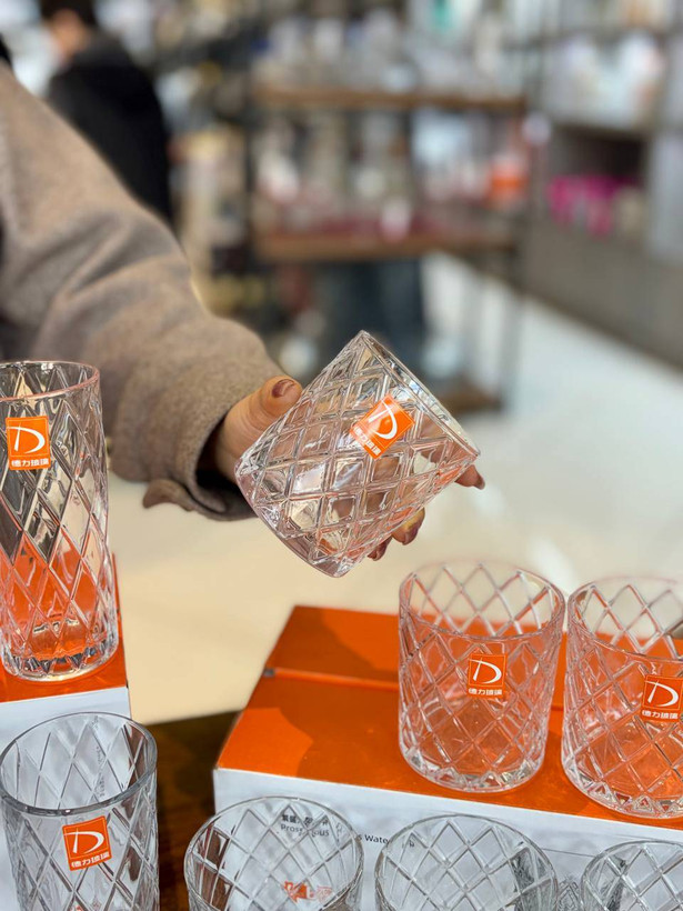 لیوان و نیملیوان شیشهای Deli Glass طرح لوزی (وارداتی)