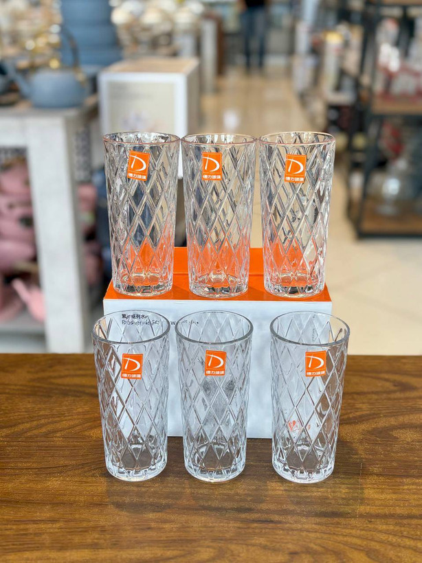 لیوان و نیملیوان شیشهای Deli Glass طرح لوزی (وارداتی)