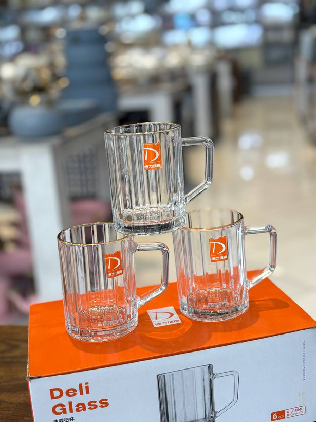ماگ Mu Lin برند Deli Glass لب طلا؛ ظرافت خاص و طراحی لوکس (وارداتی)