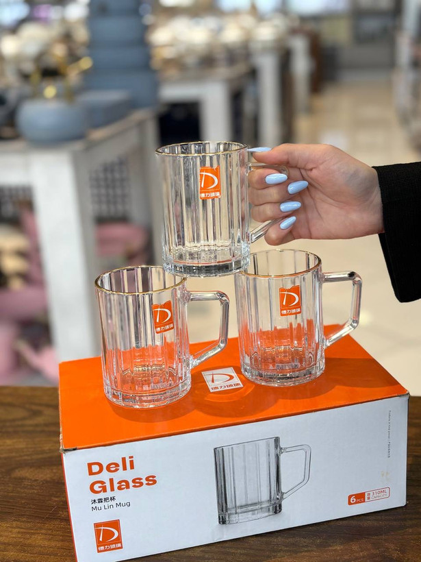 ماگ Mu Lin برند Deli Glass لب طلا؛ ظرافت خاص و طراحی لوکس (وارداتی)