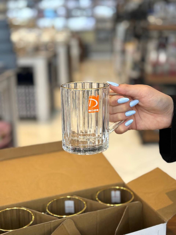 ماگ Mu Lin برند Deli Glass لب طلا؛ ظرافت خاص و طراحی لوکس (وارداتی)