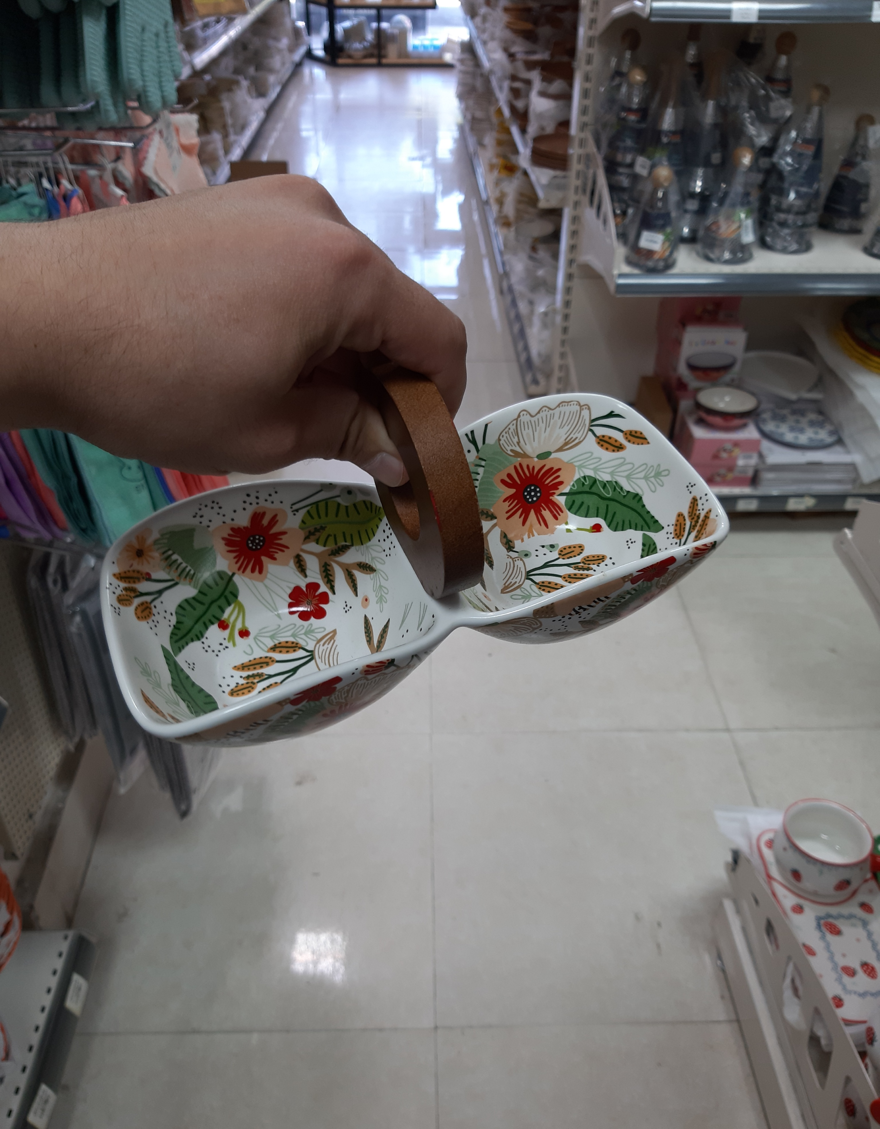 خرید ظرف تنقلات دو خانه دسته بامبو | شیک، کاربردی و باکیفیت