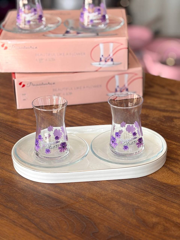 خرید استکان و نعلبکی پاشاباغچه مدل Flower کد 95290 | اصل ترکیه