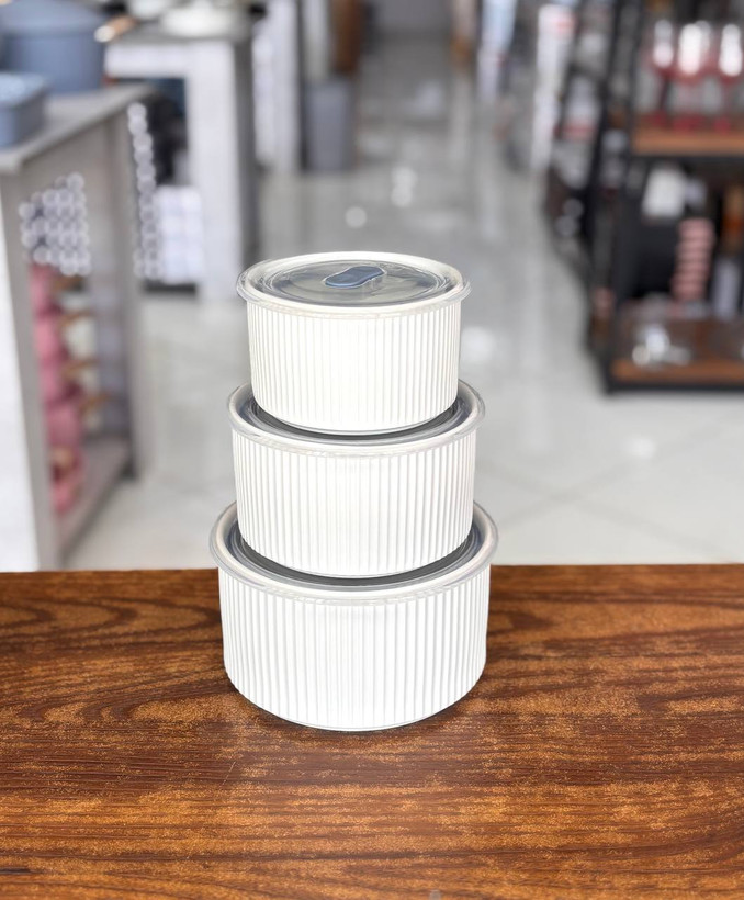 ست ظرف نگهدارنده ۳ تایی پرسلن وارداتی چین | کد KIT-718
