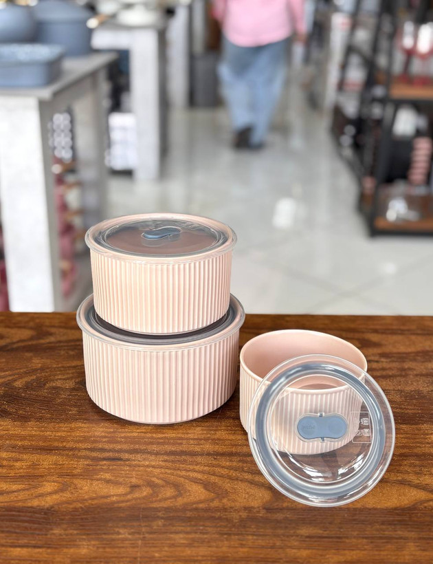 ست ظرف نگهدارنده ۳ تایی پرسلن وارداتی چین | کد KIT-718