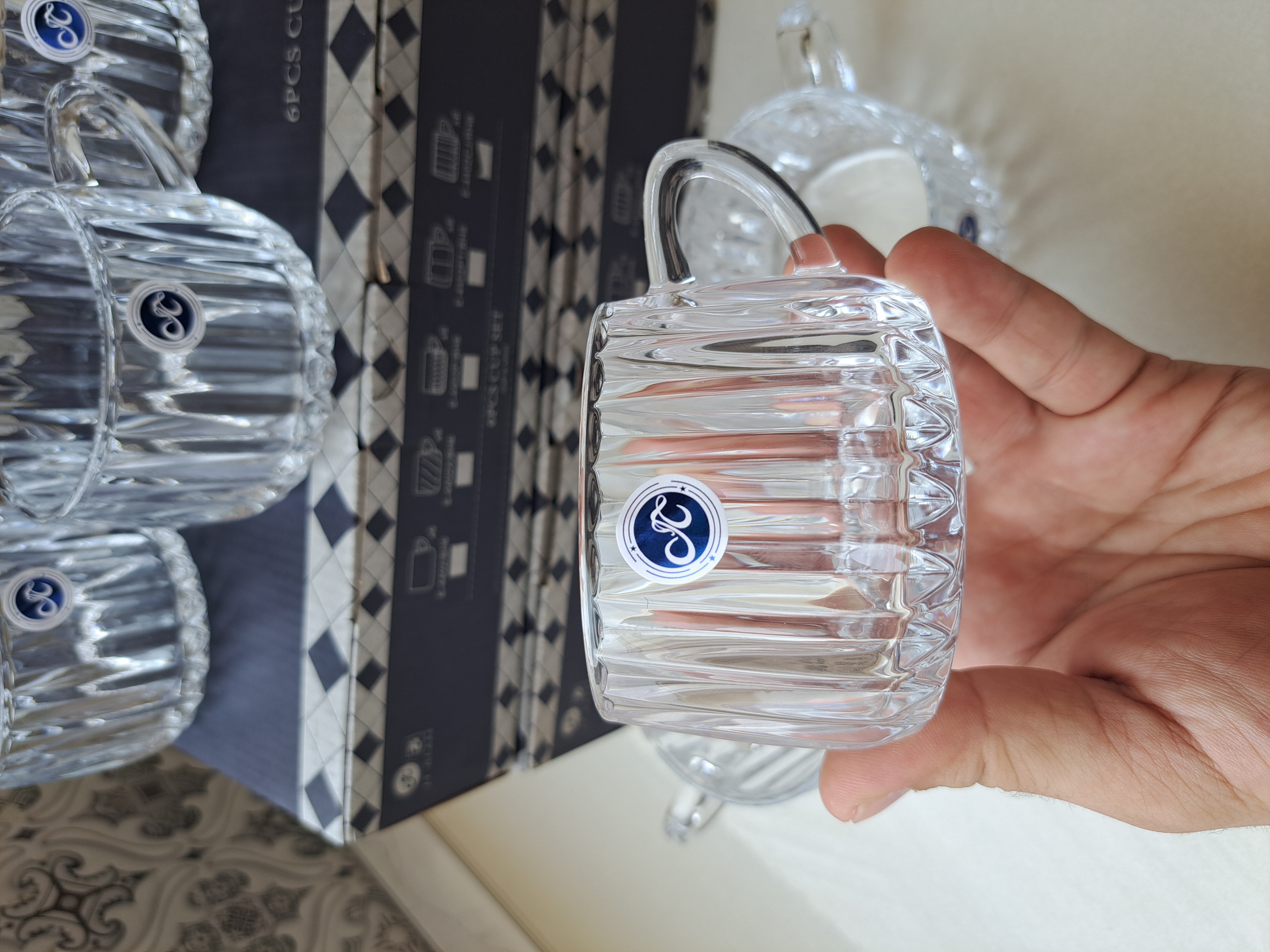 خرید فنجان ۶ تایی JT Glass | ست فنجان شیک و لوکس برای پذیرایی | ظروف چای و قهوه با طراحی مدرن